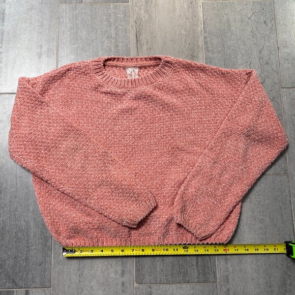 Sadie & Sage Cropped Chenille Knit Sweater Pink Size Medium - Picture 6 of 8